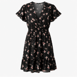 Vestido negro floral